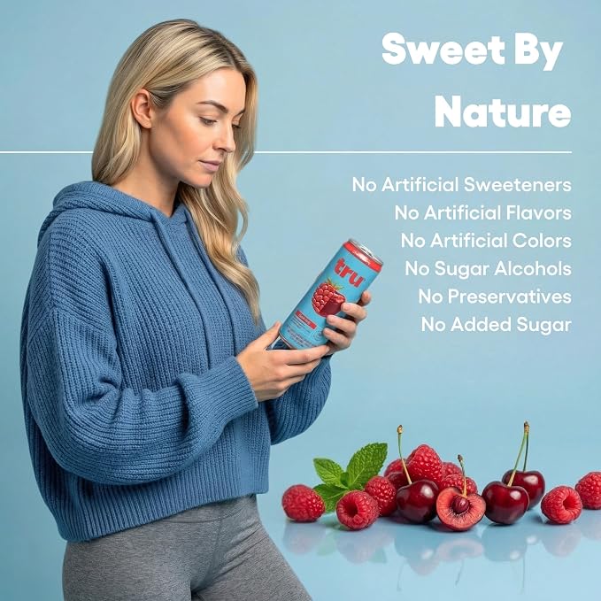 Tru Dream Calming Drink, Magnesium Glycinate Sparkling Water with Real Fruit Juice, Cherry Berry Flavored Seltzer, Caffeine Free, No Added Sugar, Keto, Vegan, Kosher, Gluten Free, 12 Fl Oz (Pack of 12)