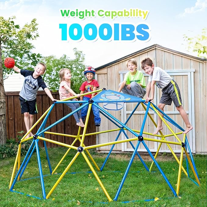 Zupapa Experience Ultimate Fun with the 2026 Upgraded Decagonal Geo Dome Climber - Supports 1000LBS Outdoor Playset and Easy Assembly Play Equipment for Kids (Blue, 9FT)