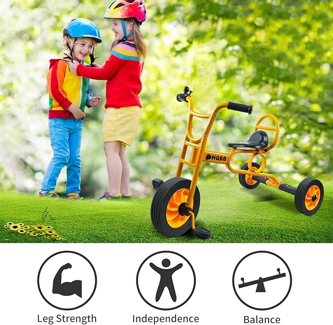 Kids Tricycle for Ages 3+, Preschool Daycare Playground Kids Balance Bike, Home Toddler Trike with Bell and Rubber Wheels, Boys and Girls Indoor/Outdoor Play Equipment