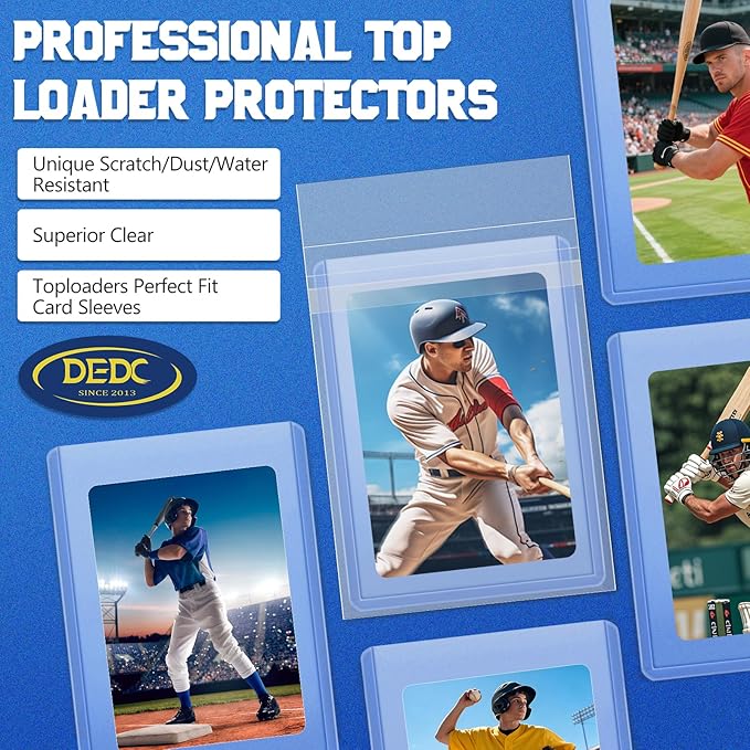 DEDC 500 Pcs Resealable Team Bags for Card Sleeves Set with Bottom Adhesive Strip Clear Cards Sleeve for Top Loaders & Raw Cards Thick Trading Card Protectors for Long-Term Storage & Display