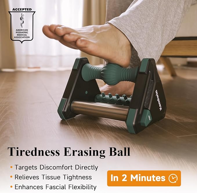 Icing Plantar Fasciitis Relief Foot Roller Massager, Green | Cold Rolling Massage Tool for Heel Arch Pain & Sore Tired Feet, Runners, Athletes, Standing Workers, Home Office Gym Use