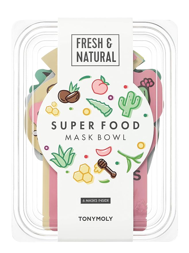 TONYMOLY Super Food Mask Bowl - Antioxidant Korean Face Sheet Mask Set | Packed with superfood extracts rich in antioxidants and vitamins to help revitalize dull, tired-looking skin