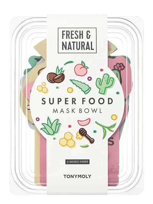 TONYMOLY Super Food Mask Bowl - Antioxidant Korean Face Sheet Mask Set | Packed with superfood extracts rich in antioxidants and vitamins to help revitalize dull, tired-looking skin
