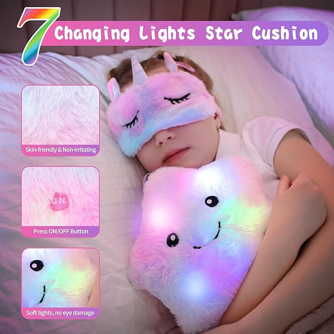 Cherry Tale Unicorn Toys Gifts for Girls 4-6 7 8 9 10 Years Old, Girls Birthday Gifts Set with Light Up Star Pillow Diary Plush DIY Water Bottle Kits, for Daughter Niece Christmas