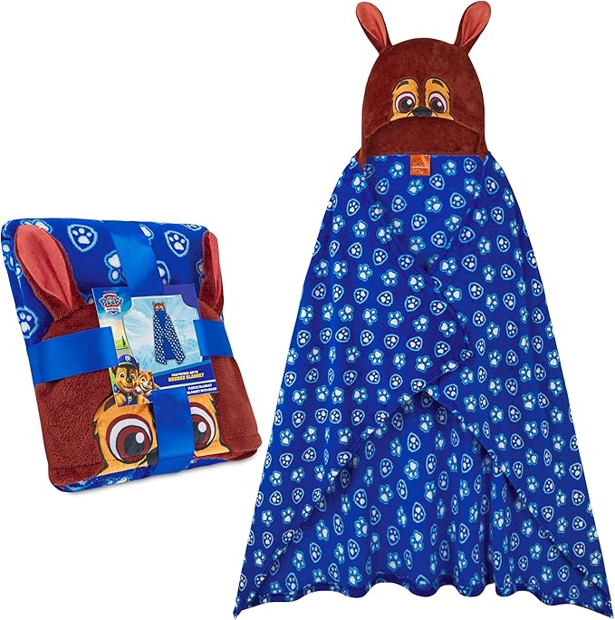 Get Trend Blanket with Hood for Kids 51x35in, Fleece Throw Cozy Wearable Blanket with Hood and Ears Gifts for Kids