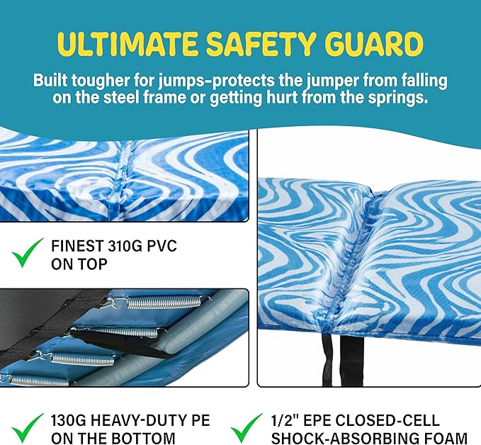 Machrus Upper Bounce Round Trampoline Replacement Safety Pad Spring Cover, Protective Accessories