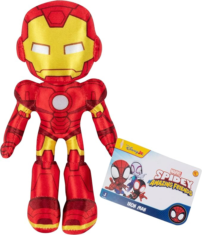 Marvel Spidey and His Amazing Friends 8" Iron Man Plush - Spider-Man Stuffed Animal Toy Figure - Officially Licensed - Spider-Verse Easter Basket Stuffer Gift for Kids, Boys, Girls