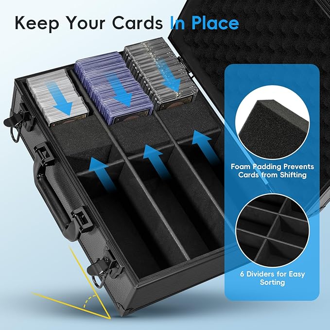 ANNLOV Toploader Storage Box for 3"x4" 35pt Rigid Cards, Holds 600+ Toploaders, Sports Card Storage Case Organizer, Trading Card Storage Box with Lock,Card Case Holder