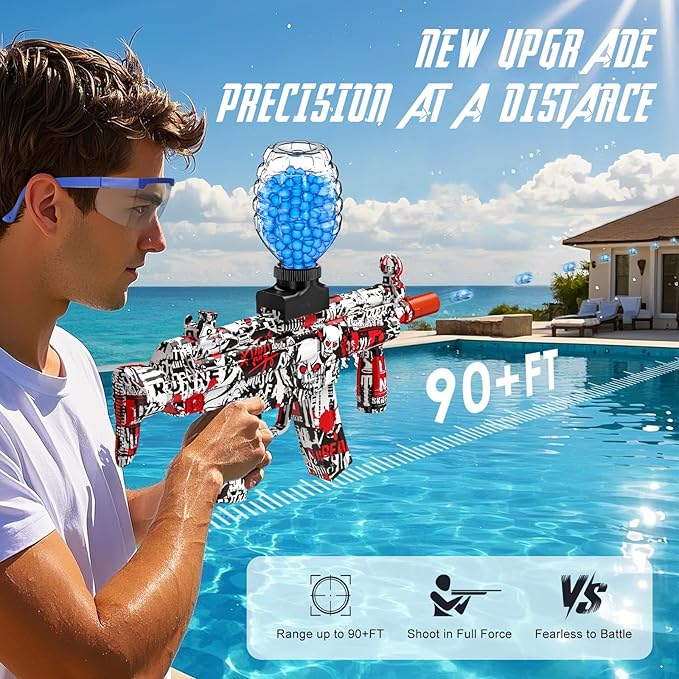 Anstoy Gel Ball Blaster, Splat Gun Toy Automatic for Outdoor Activities-Shooting Team Game, Christmas, Halloween, Birthday Gifts for Ages 14+ (Red)