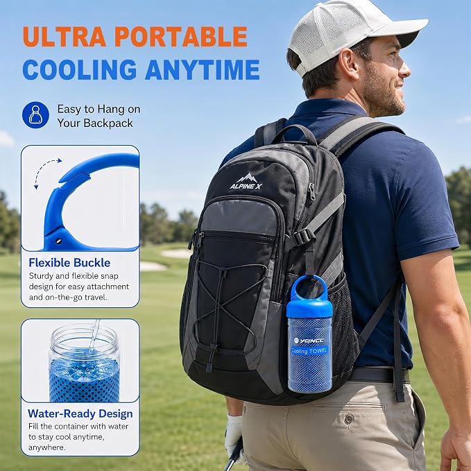 YQXCC 2 Pack Cooling Towels (47"x12"), Ice Cool Neck Towel, Soft Breathable Microfiber for Yoga, Golf, Gym, Running, Camping & Hot Weather