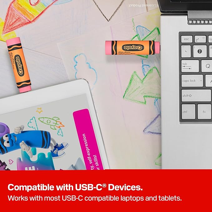 SANDISK 128GB Crayola USB-C Flash Drive, Mango Tango - Up to 300MB/s Read speeds, USB 3.2 Gen 1, USB Type-C - Crayon-Shaped Drive - SDCZIC-128G-G46O