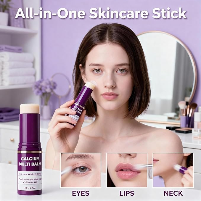 Cemenrete Calcium Multi Balm, All-in-One Calcium Multi Balm Stick for Anti-Aging & Repair, Wrinkle Core Stick, Long-Lasting Hydration, for Face, Eyes, Neck & Lips (1PC)