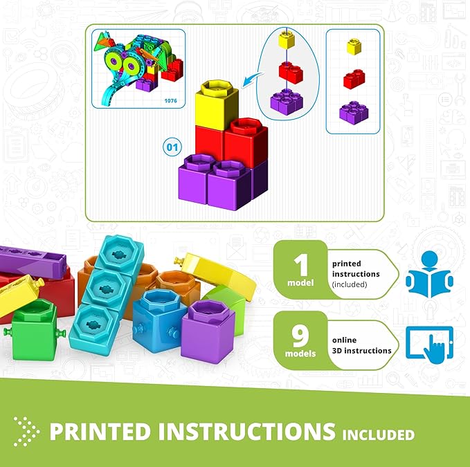 Engino QBOIDZ, Elephant Explorer, Building Blocks Ages 4+, STEM Toys for Boys & Girls, Building Toys, Preschool Educational Set, Montessori (10 Models)