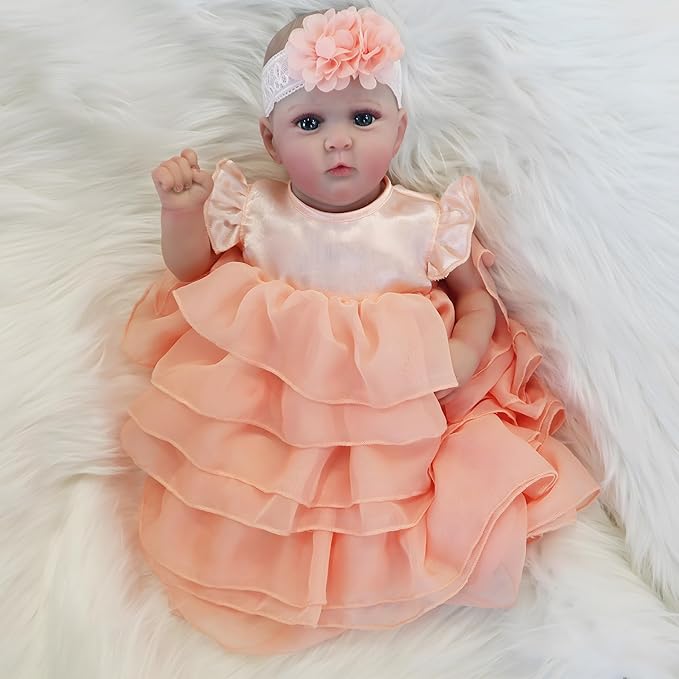 Realistic Reborn Baby Dolls Boy 17-Inch Realistic Baby Doll Soft Vinyl Lifelike Babe Newborn Babe Dolls Accessories for 3+ Years Old (Orange)