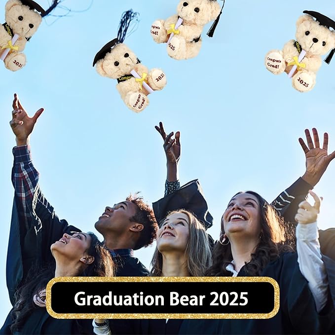 Graduation Gifts Teddy Bear Graduation Stuffed Animal Class of 2025 - Kindergarten High School Graduation Gift for Her Him Girls Boys - 8 Inch Soft Congrats Grad Bear Toy with Cap & Certificate