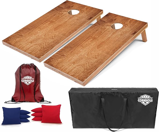 World Series of Cornhole Regulation Size Cornhole Boards - Lightweight & Durable All-Wood Construction | Backyard Bean Bag Toss Set | Outdoor Game for Tailgates & BBQs