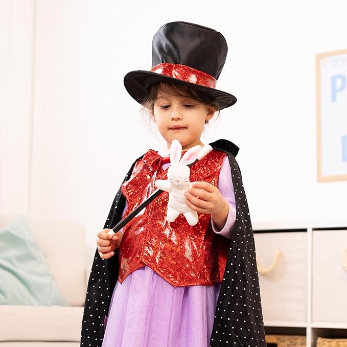 Melissa & Doug Magician Costume Role Play Set - Includes Hat, Cape, Wand, Magic Tricks