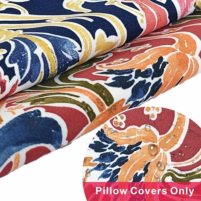 JMGBird Outdoor Pillowcases Waterproof Outdoor Pillows Covers | 18x18 Outdoor Throw Pillow Covers 2 Color Combinations Outdoor Patio Pillows for couch