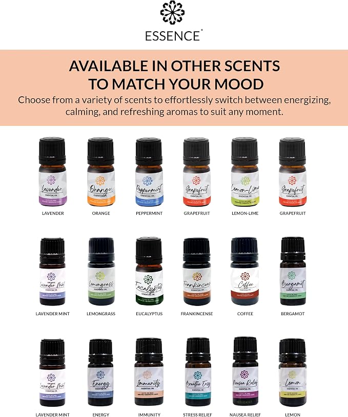 Essence Pearl Travel Case | Immunity Essential Oil | Aromatherapy Nasal Diffuser & Essential Oil Carrying Case | Eucalyptus, Lemon & Peppermint Blend | Travel-Friendly Kit | White Pod
