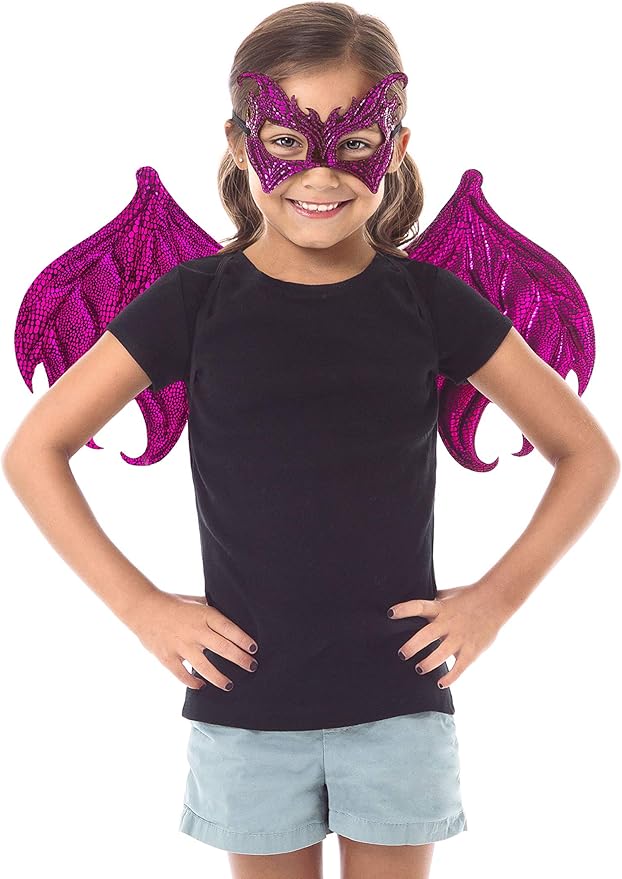 Little Adventures Reversible Dragon Mask and Wing Sets for Boys & Girls - Pink/Magenta