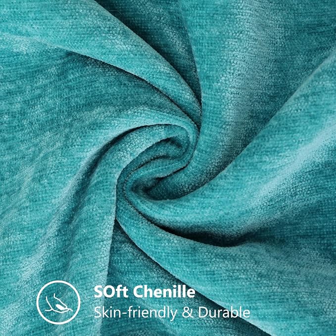 decorUhome Soft Chenille Throw Pillow Covers 22x22 Set of 2 Turquoise | Fall Textured Decorative Throw Pillow Cases Stitched Edge Modern Farmhouse Luxury Boho Velvet for Couch Sofa Bed Home Decor