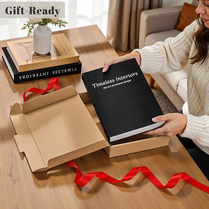 JARLINK Decorative Books, Set of 3 Stackable Fake Book Storage Boxes, Black | Modern Home Decoration with Hidden Storage Room for Photos & Keepsakes, Styling Decor for Coffee Tables, Shelves, & Mantels.