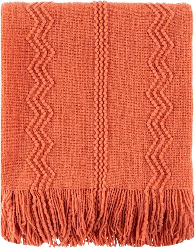 BATTILO HOME Orange Fall Throw Blanket for Couch Sofa, Knitted Decorative Blankets Throws Halloween Throw Blanket Fall Decorations Home Decor (Salmon, 50"x60") | Knitted Decorative Blankets & Throws, Halloween Throw Blanket Fall Decorations for Home Decor