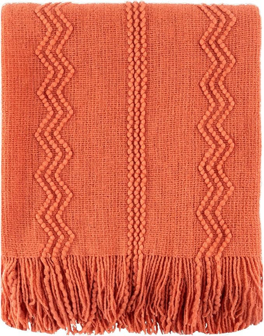 BATTILO HOME Orange Fall Throw Blanket for Couch Sofa, Knitted Decorative Blankets Throws Halloween Throw Blanket Fall Decorations Home Decor (Salmon, 50"x60") | Knitted Decorative Blankets & Throws, Halloween Throw Blanket Fall Decorations for Home Decor
