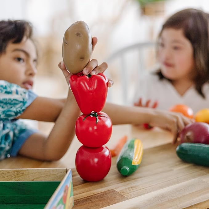 Melissa & Doug Play-Time Produce Fruit (9 pcs) and Vegetables (7 pcs) Realistic Play Food