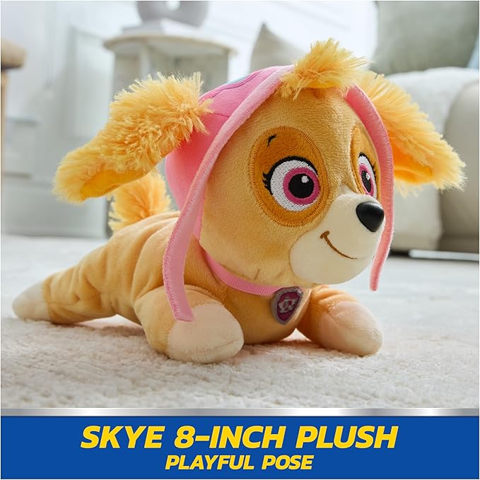Paw Patrol GUND Skye Plush, Bean Bag Kids Toys, Lounging Skye Plush Toy, Weighted Stuffed Animal, Sensory Toy for Ages 1 and Up, 8”