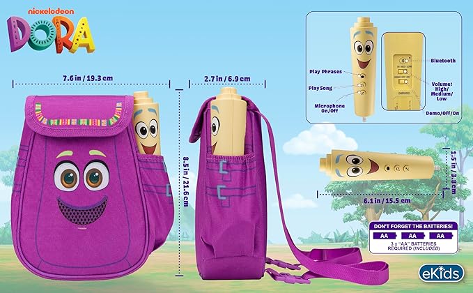 Dora Karaoke Microphone with Boombox for Fans of Toddler Toys, Kids Karaoke Machine with Built in Music (Dora)