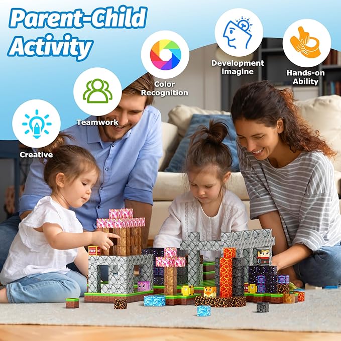 100PCS Magnetic Blocks, Magic Forest Set for Boys & Girls Toys Age 3-5 6-8 8-10, Magnetic Tiles 1" Building Blocks Toddler STEM Sensory, Creative Kids Games Kids Toys