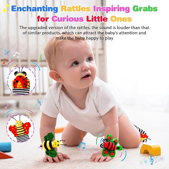 Baby Toys 0-6 Months: Baby Rattles 0-6 Months Infant Toys Baby Wrist Rattle Socks for 6-12 Month Baby Boy Girl Gifts Valentines Day Gifts for Kids