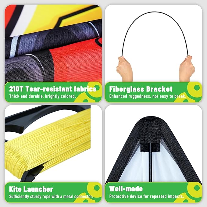 Fighter Kite Set, Suitable for Children Aged 8 to 12, Adults, Easy-to-Fly and Easy-to-Assemble Kite Suitable for Beginners