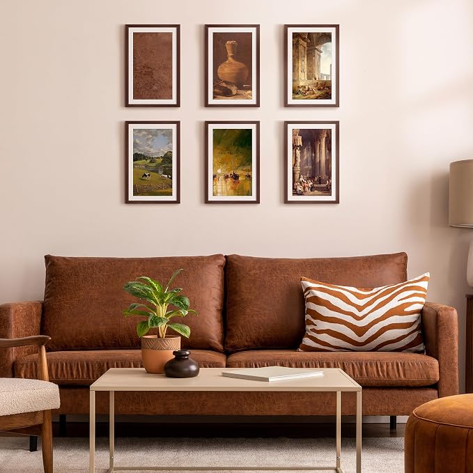 upsimples 11x17 Picture Frame, Display Pictures 9x15 with Mat or 11 x 17 Without, Wall Hanging Poster Frames, Brown, 1 Pack