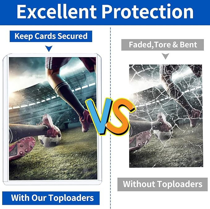 3" x 4" Card Sleeves, Top Loaders for Cards, 42 Count Baseball Card Protectors Hard Plastic, Sports Card Sleeves, Clear Card Holder for Collectible Trading Cards Sports Cards