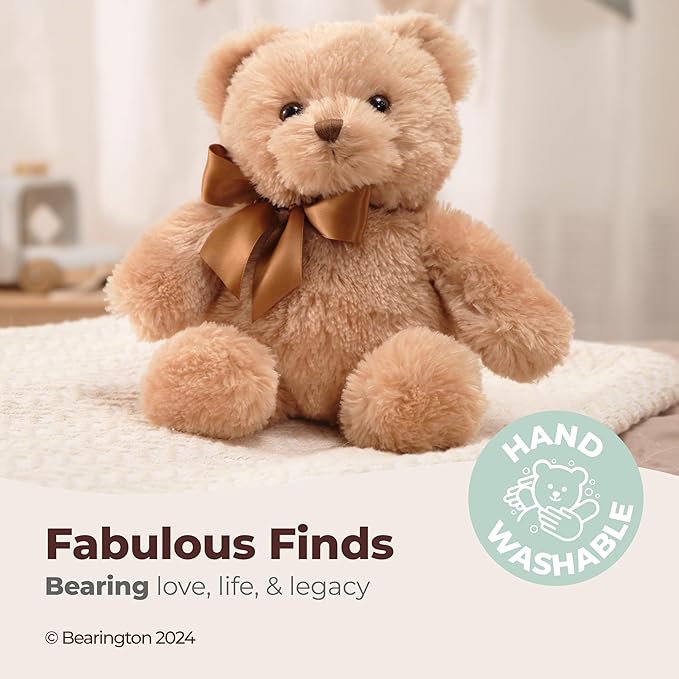 Bearington Collection Lil' Honey Cute Teddy Bear Plush - 12-Inch Brown Classic Stuffed Bear - Soft Cuddly Toy for Kids & Babies