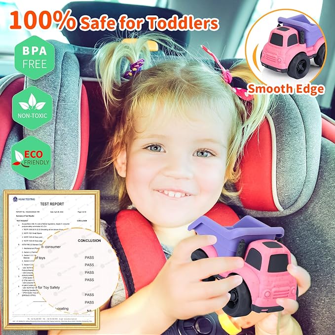 Toddler Toys for 2 Year Old Girl, Dump Truck Toys and Mixer Cement, BPA Free, Phthalates Free, PVC, Outdoor Toys for Toddlers 2-3, Ideal Toy Cars for 2 3 4 Year Old Girls Christmas Birthday Gift