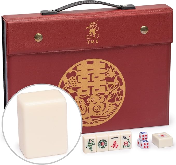 Small Size Chinese Mahjong Set, “Rogue Classic” with 146 Ivory Colored Tiles, Vinyl Case, Wind Indicator and Dice - for Chinese Style Gameplay Only [經典象牙」中國麻將] by Yellow Mountain Imports