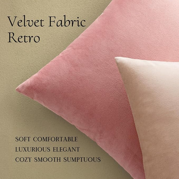 MIULEE Velvet Throw Pillow Covers 16x16 Inch Pack of 2 Dusty Pink | Soft Solid Small Decorative Pillow Covers, Modern Luxury Home Decor, for Couch Chair Sofa Bedroom Livingroom Car