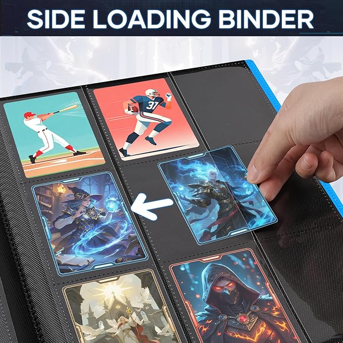 Trading Card Binder, Card Binder Album Folder Book Fit for MTG Baseball Football Sports Cards, Easy to Use Card Collection Binder (Sky Blue, 360 Pockets)