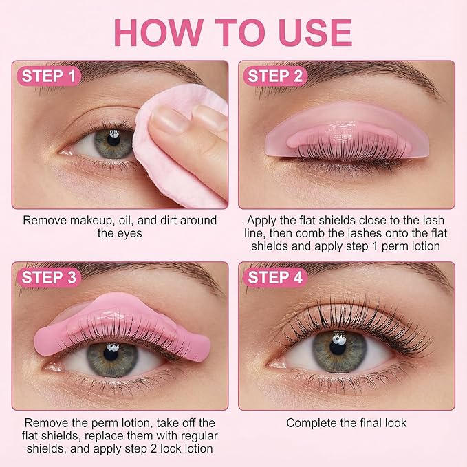 4Pcs Lash Lift Pads, 1mm Ultra Thin Korean Flat Lash Lift Shields for NO.1 Perm Sticky Glueless Lashes Lifting Shield for Perming Soften Lashes Thoroughly Eyelash Curlers