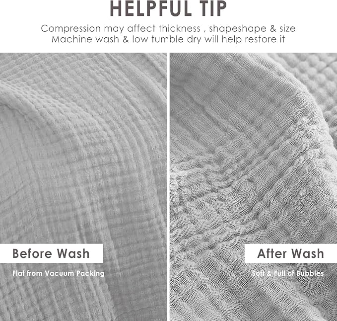 EMME Muslin Blankets for Adults Grey Small Blanket 40" x 50" | Throw Blanket for Couch Breathable Gauze Soft Lightweight Airy Light