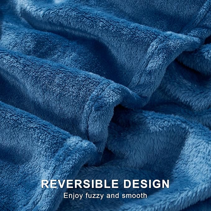 Hansleep Throw Mineral Blue Fleece Blanket, Soft Flannel Bed Blanket | Fuzzy Cozy Blanket 50x60 Inches, Multi-use for Bed, Sofa, Couch, Travel, Camping, All Season Warm Lightweight Cover