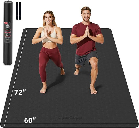 Extra Large Yoga Mat – 72"x48" or 78"x57", 1/4"–1/2" Thick Mat for Women & Men, TPE Non-Slip Pilates Mat for Home Gym, Yoga, Stretching, Meditation