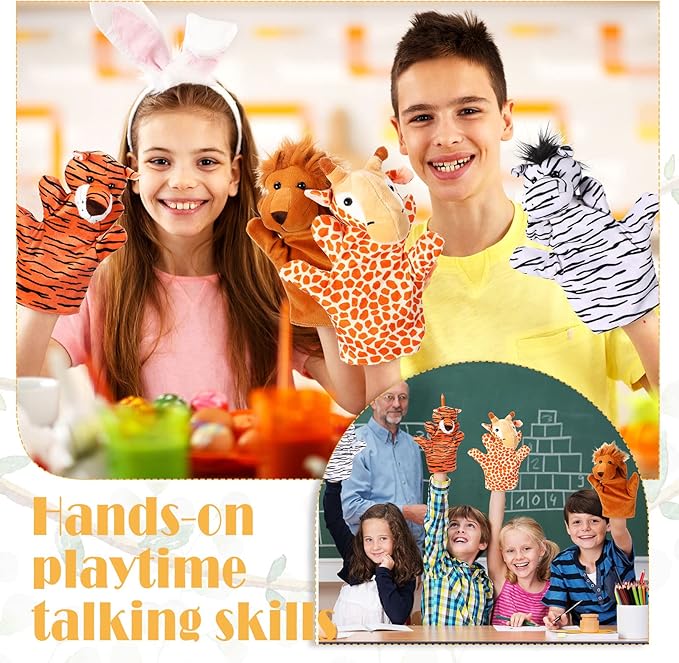 Shappy 24 Pieces Kids Hand Puppet Plush Zoo Animal Hand Puppets Toddler Animal Puppet Soft Plush Toys Plush Puppets Pretend Toys Educational Toys for Telling Story Teaching Role Play, 24 Styles