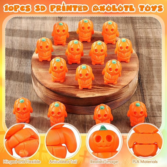 Honoson 12 Pcs 3D Printed Fidget Toy 3D Printed Pumpkin Man Small Animal Toy Flexible Halloween Christmas Decoration for Play and Display(5cm)