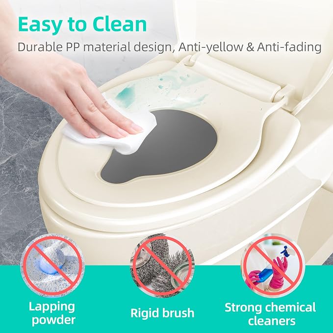 Elongated Toilet Seat with Built-in Potty Training Seat for Toddlers& Adults, Slow Close, Never Loosen, Heavy Duty, Ergonomic, Space Saving Toddler Toilet Seat, (Elongated 18.5", Oval, Bone/Almond)