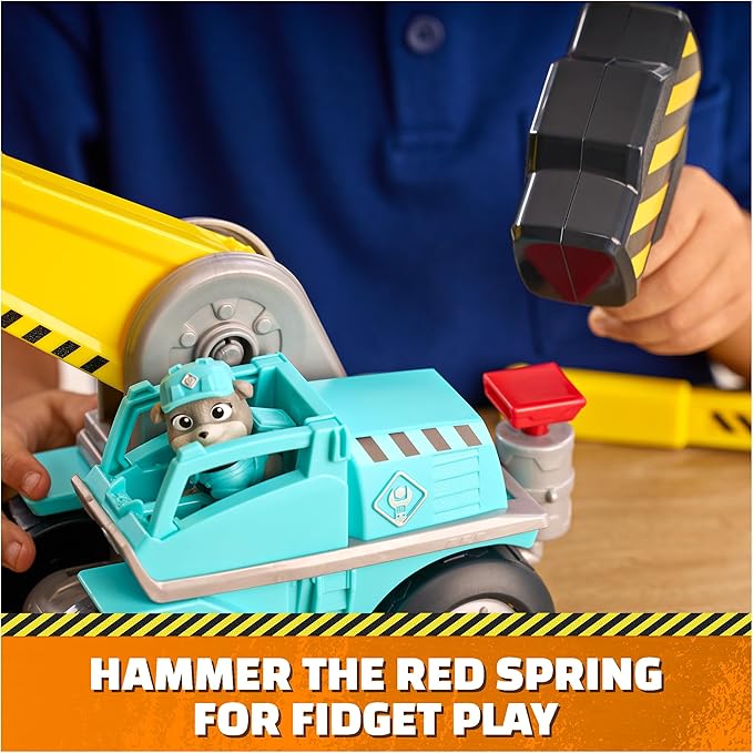 Rubble & Crew Motor Mega Hammer Vehicle, 10-Inch Construction Truck with Motor Action Figure, PAW Patrol Kids Toys for Boys & Girls Ages 3 and Up
