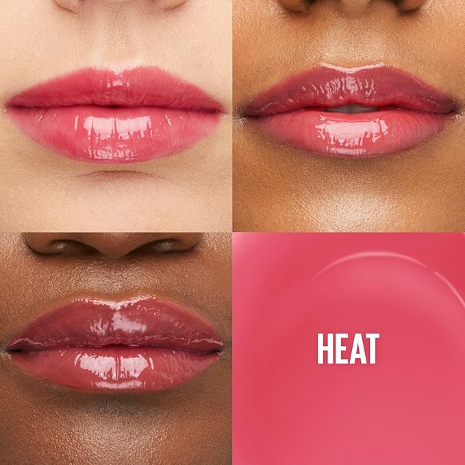 Maybelline Lifter Gloss, Hydrating Lip Gloss with Hyaluronic Acid, High Shine for Plumper Looking Lips, Heat, Raspberry Neutral, 0.18 Ounce (Pack of 2)